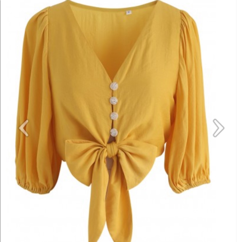 Sweet and Sound Bowknot Crop Top in Mustard